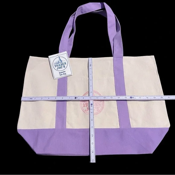 Trader Joe’s Lavender Canvas Large & Pink Mini Tote Bags Set NWT Set Of 2 - Picture 2 of 3